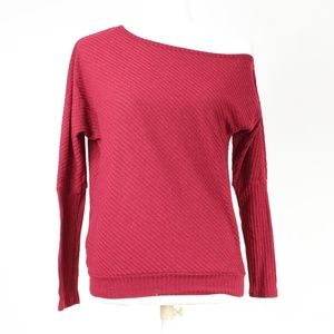 Asymmetric Red Knit Sweater